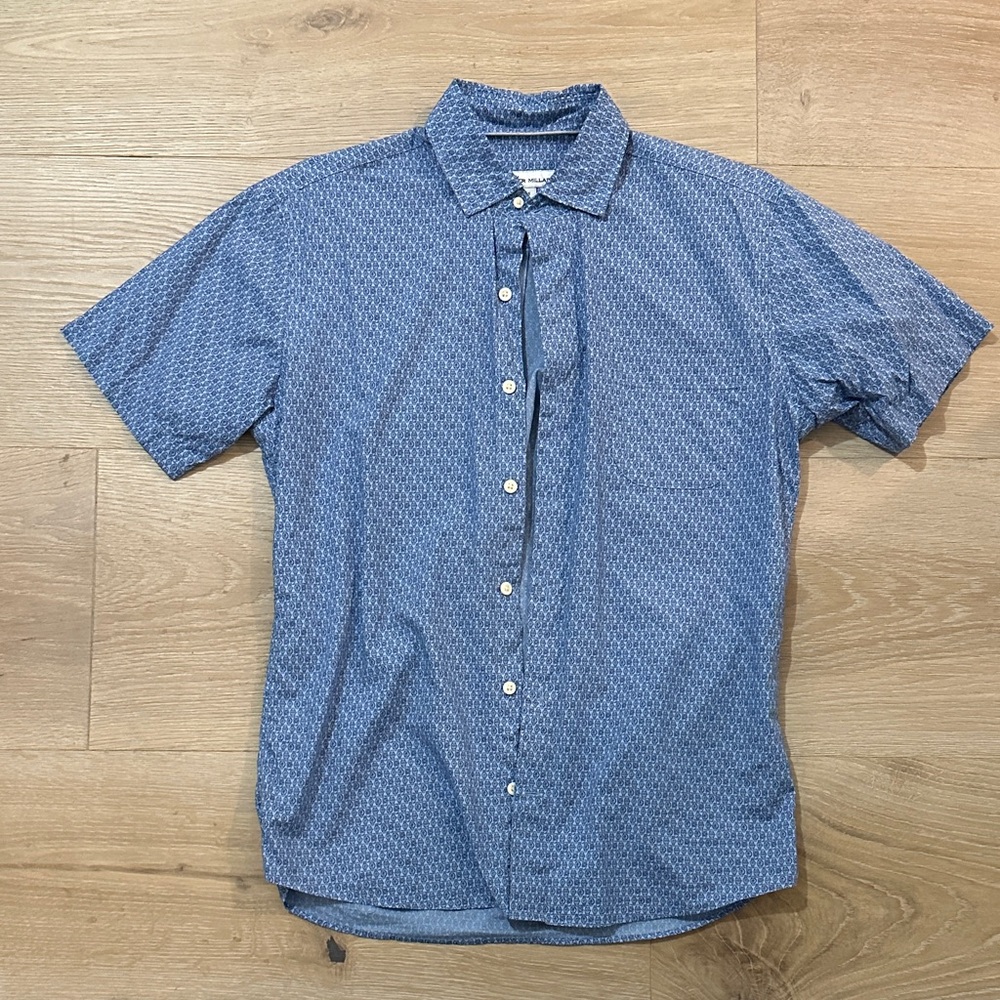 Peter Millar Navy Geometric Button Down Shirt - image 1